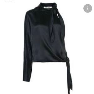 Diane Von Furstenberg silk top with one arm bare.  Size S
